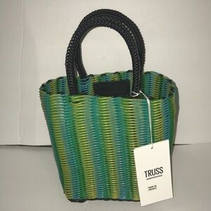 Truss PVC Woven Basketweave Micro Tote Green Yellow Blue Black rolled handles